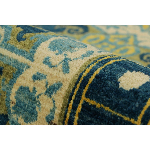 Rug & Kilim’s Modern Classics Rug in Cream, Blue & Yellow, With Floral Patterns For Sale In New York - Image 6 of 7