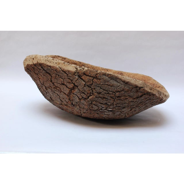 Sculptural decorative bowl made from the cork bark of oak trees (ca. 1980s / 1990s, USA). The densely textured bark base /...