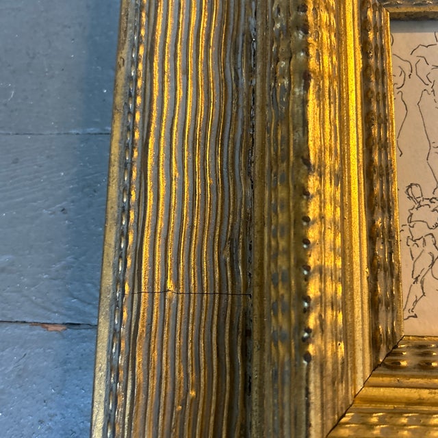1940s 1940’s Original Abstract Life Study Ink Drawing Chunky Gold Frame For Sale - Image 5 of 7