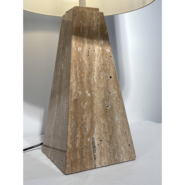 Raw Travertine Table Lamp from Area Illuminazione, Italy, 1970s For Sale - Image 9 of 12