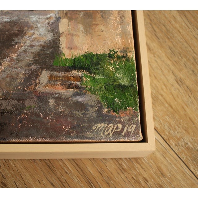 Original Oil Painting "Uphill Into Light" signed by the artist. Framed in a hand-crafted wooden floater frame, wired and...