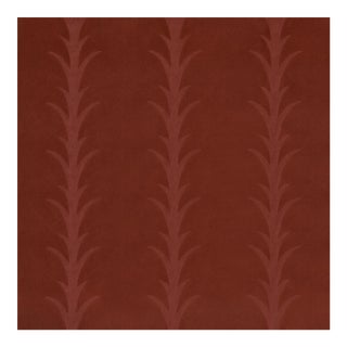 Schumacher Acanthus Stripe Velvet Fabric In Terracotta For Sale