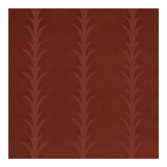Schumacher Acanthus Stripe Velvet Fabric In Terracotta For Sale