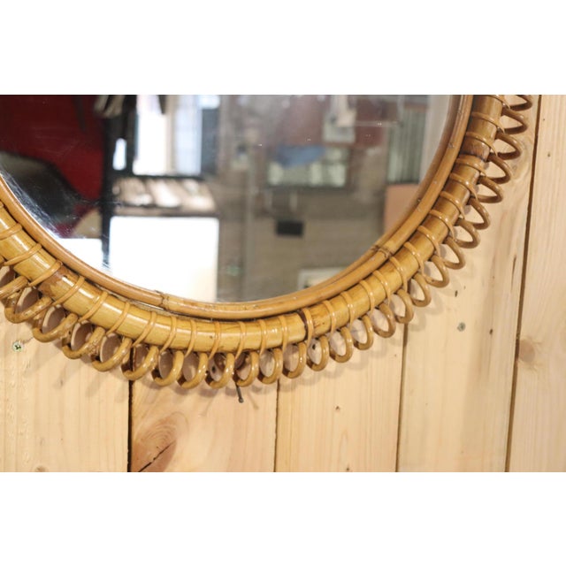 Italian Rattan Mirror by Franco Albini, 1960s For Sale - Image 6 of 10