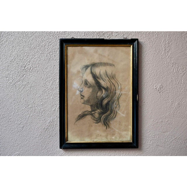 Portrait of a Young Woman, 1890s-1900s, Pencil Drawing, Framed For Sale - Image 11 of 11