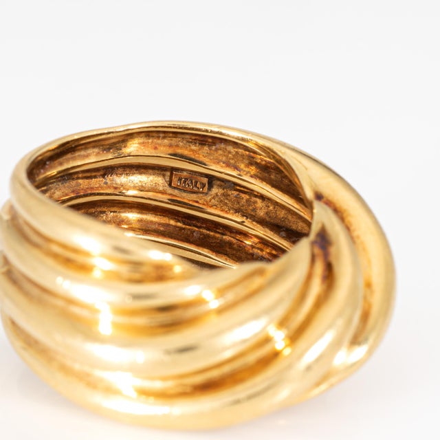 Metal 1980s Fluted Dome Ring Sz 6 Vintage 18k Yellow Gold Wide Band Estate Fine Jewelry For Sale - Image 7 of 7