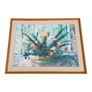 1989 “Del Mar Still Life” Monotype Framed Floral Artwork, Signed For Sale