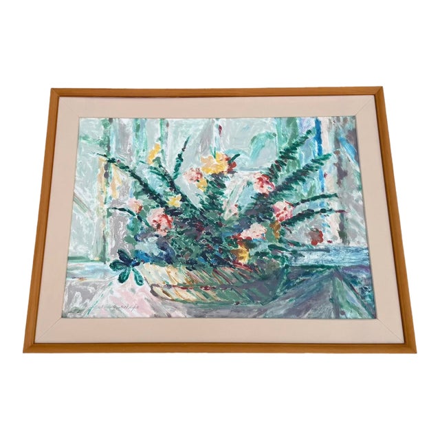 1989 “Del Mar Still Life” Monotype Framed Floral Artwork, Signed For Sale