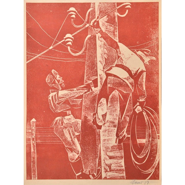 1950s Albert Goltjakov, Electricians, 1959, Monotype For Sale - Image 5 of 5