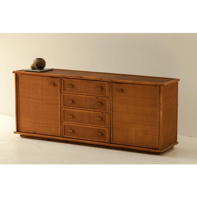 Vintage Rattan and Bamboo Sideboard, Italy, 1970s For Sale - Image 18 of 18