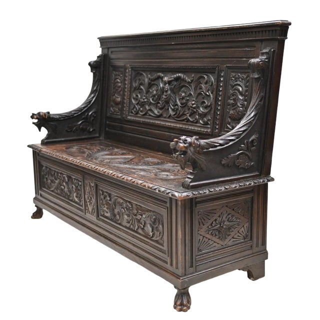 You are viewing an English hand carved monks bench - also sometimes referred to as a settle These are a great piece for...
