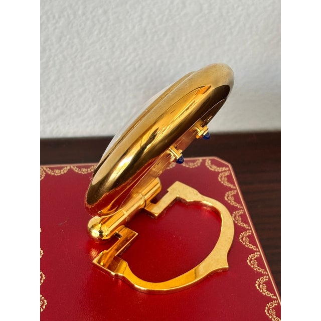 Gold Cartier Colisee Art Deco 24k Gold-Plated Travel Desk Clock, 1990s For Sale - Image 8 of 14
