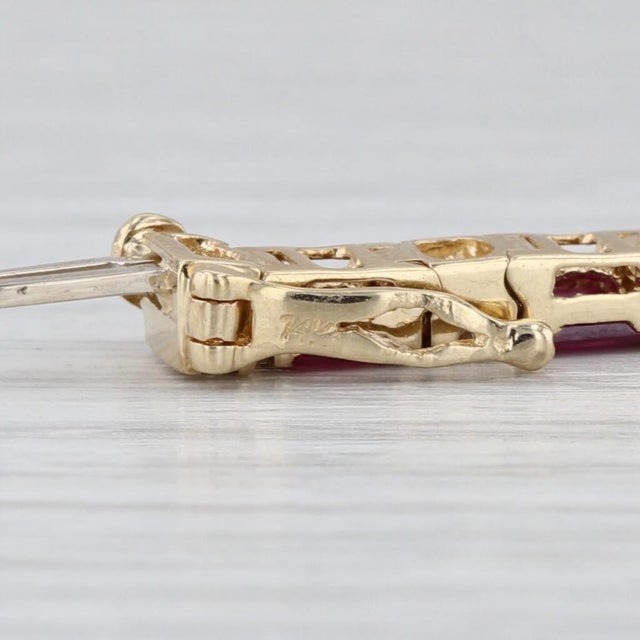 Mid 20th Century Mid 20th Century 5.98ctw Ruby Diamond Tennis Bracelet 14k Yellow Gold 6.75" 4.2mm For Sale - Image 5 of 7
