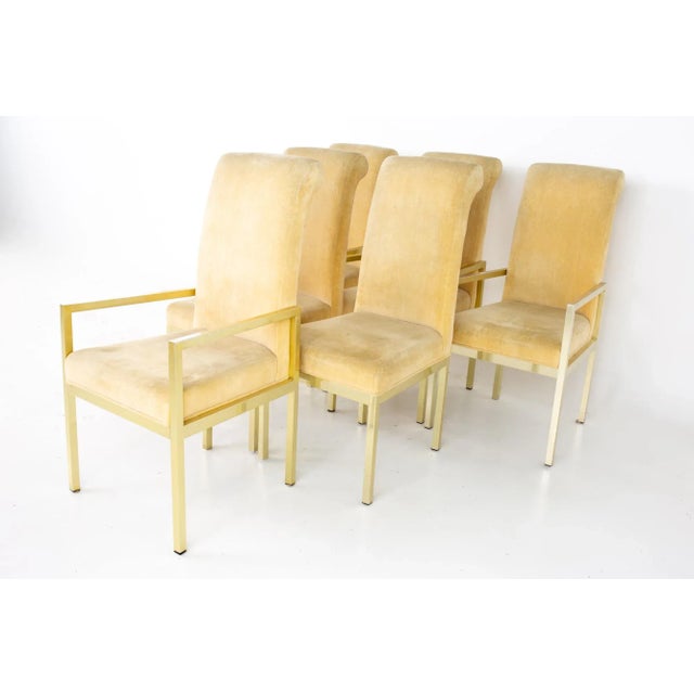 Mid-Century Modern Milo Baughman Style for Design Institute of America Mid Century Brass Dining Chairs - Set of 6 For Sale - Image 3 of 13