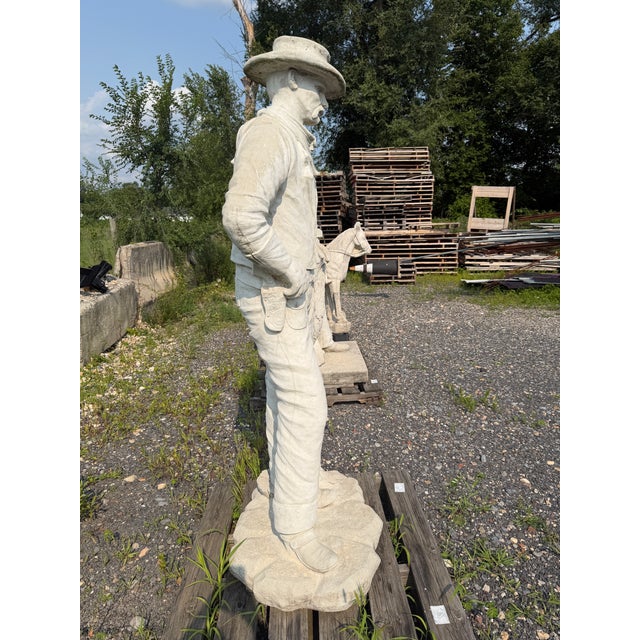 Monumental Cast Concrete Cowboy Western Gunslinger Sculpture - 80 Inches - Lifesize For Sale - Image 12 of 18