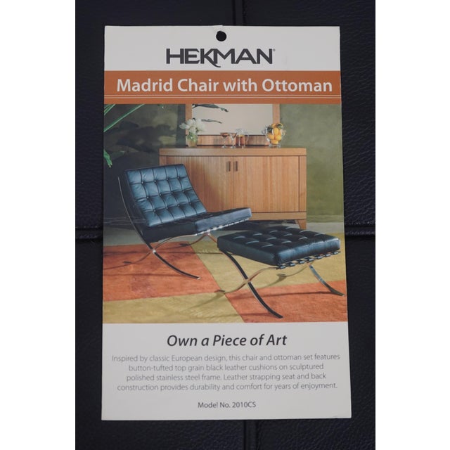 Hekman Mid Century Modern Chrome Barcelona Chair & Ottoman For Sale - Image 17 of 18