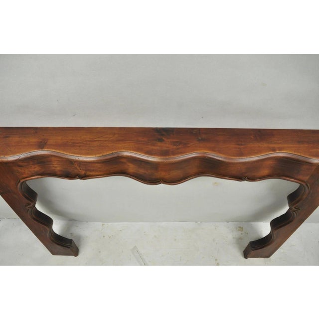 Traditional Antique Italian Provincial Carved Serpentine Scalloped Walnut Fireplace Mantel For Sale - Image 3 of 18