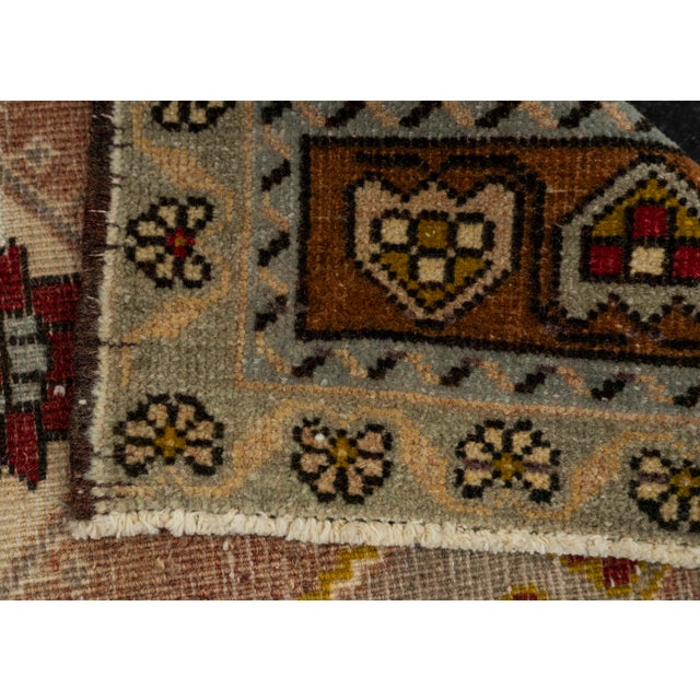 Turkish Mini Rug Oriental Hand Knotted Vintage Rug 1'8" x 3'6" #21165 For Sale In Houston - Image 6 of 8