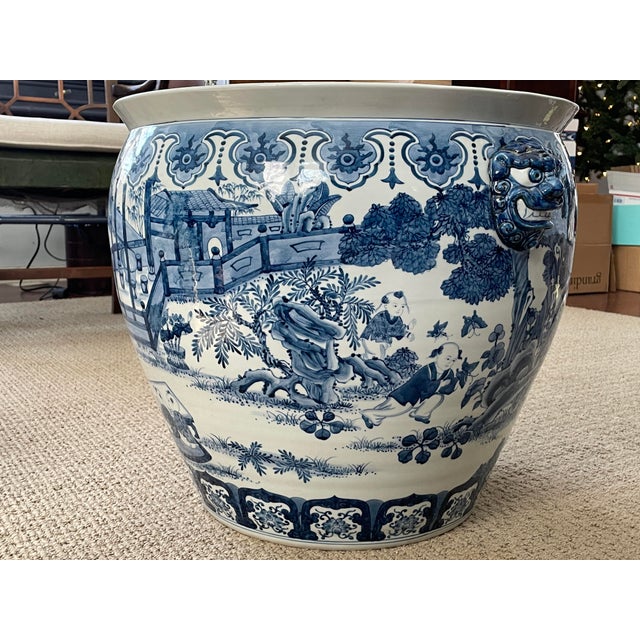 Chinese Export XXL Blue & White Porcelain Tree Pot Floor Planter For Sale - Image 12 of 12