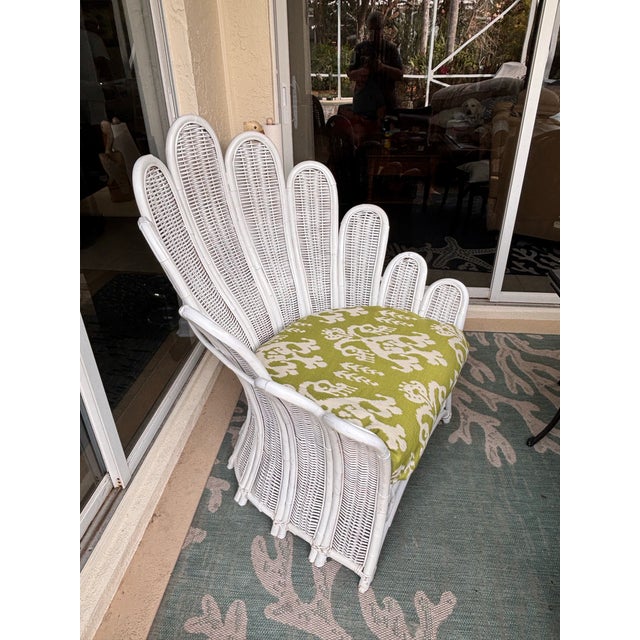 Contemporary Vintage Palm Frond, Fan-Back, Peacock Chair For Sale - Image 3 of 8