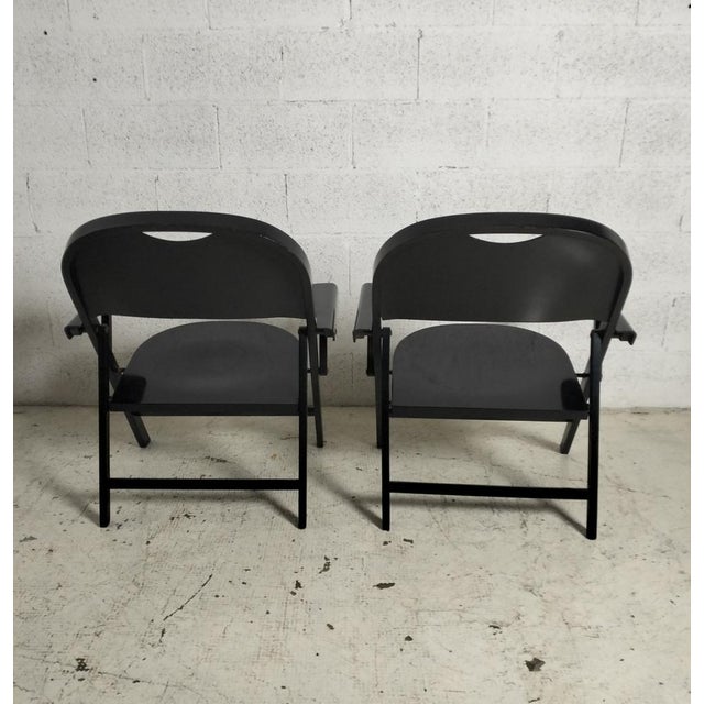 Ginevra Folding Armchairs in Wood attributed to Achille and Pg. Castiglioni for BBB Emmebonacina, 1970s, Set of 2 For Sale - Image 6 of 10
