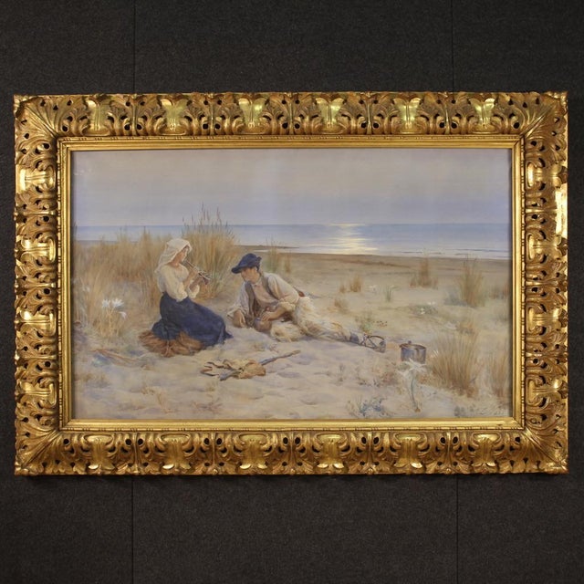 Italian Artist, Seascape, 1920, Watercolor, Framed For Sale - Image 16 of 16