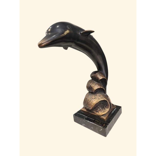 Bronze and Marble Dolphin by Francisco Ballart, 1990s For Sale - Image 6 of 6