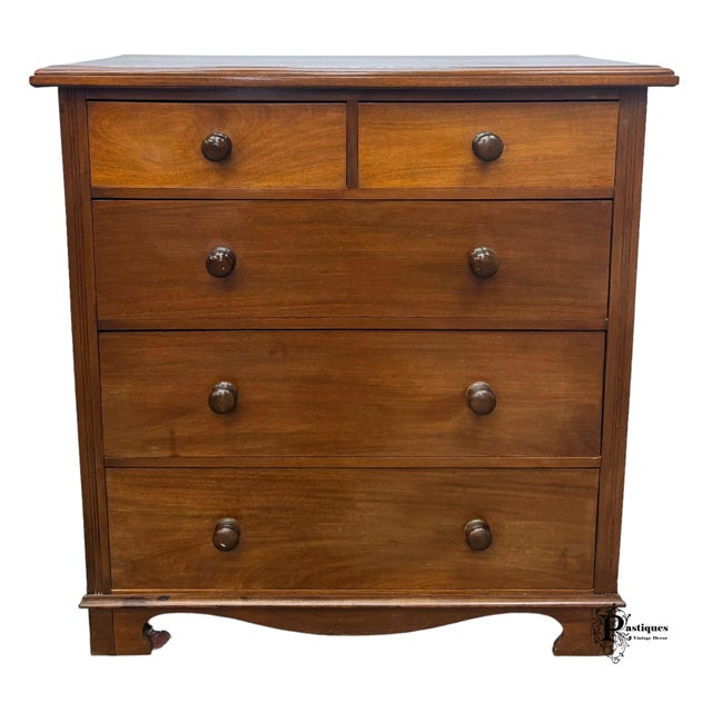 Antique Traditional Colonial Style Chest of Drawers featuring High Quality Walnut Construction and Five Dovetailed Drawers...