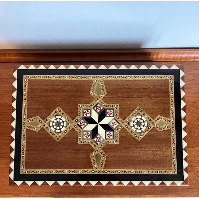 Brown Italian Sorrento Marquetry Folding Chess Game Box With Hidden Drawers For Sale - Image 8 of 10