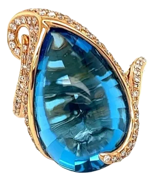 Bellarri 21.48ct Diamond Blue Topaz 18k Rose Gold Fancy Cocktail Ring, Size 7