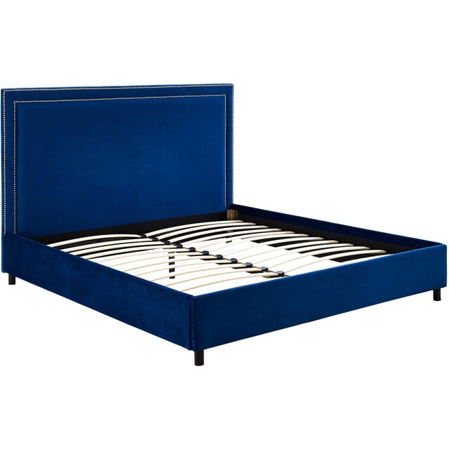 Reed Navy Velvet Queen Bed Chairish