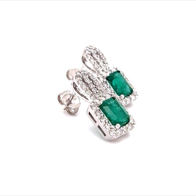 Natural Emerald Diamond Stud Earrings 14k Gold 2.74 TCW Certified For Sale - Image 10 of 12