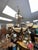 Vintage Fredrick Ramond Alabaster Glass Lighted Chandelier, Amber Crystal Glass, Six Lights, Metal For Sale - Image 4 of 11