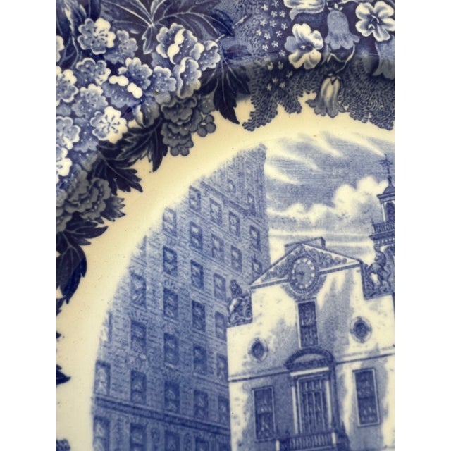 1950s Wedgwood Vintage Boston Old State House Plate - Blue and White Plate For Sale - Image 5 of 7