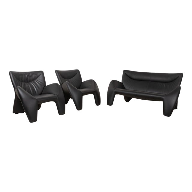 Echnaton Armchairs and 2-Seater Sofa in Leather from Leolux, Set of 3 For Sale