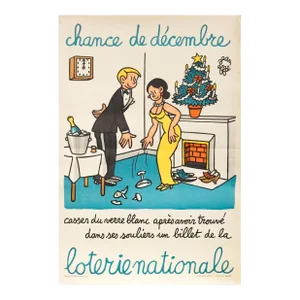 1965 French Lottery Poster - Loterie Nationale, Chance De Décembre