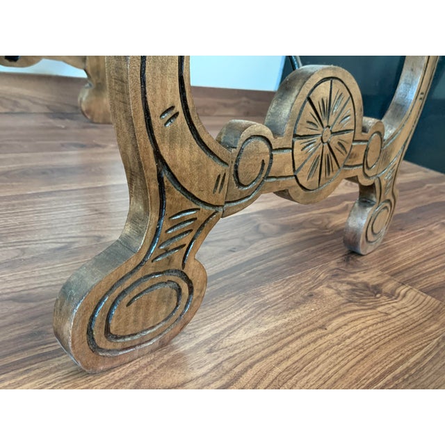 19th Side Table of Chestnut With Carved Lyre Legs, Spanish, 19th Century For Sale - Image 11 of 13