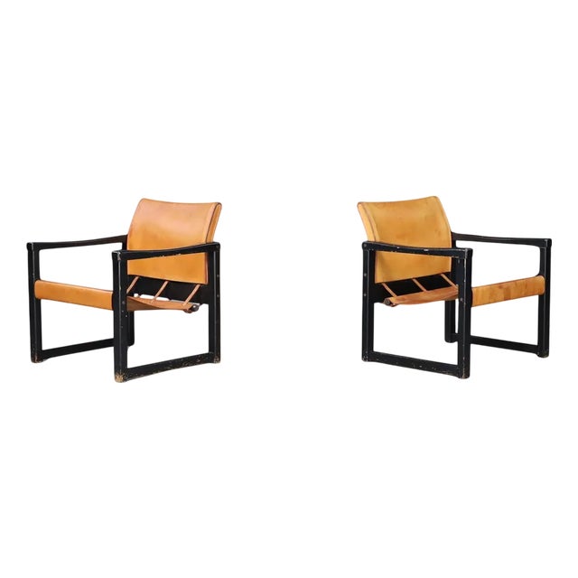 Safari Lounge Chairs in Cognac Leather by Karin Mobring for Ikea, 1970s, Set of 2 For Sale