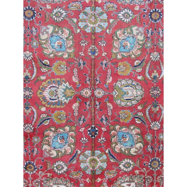 Textile Large Vintage Tabriz Rug With All-Over Motif Design in Reds and Ivory 11'2 X 17 For Sale - Image 7 of 9