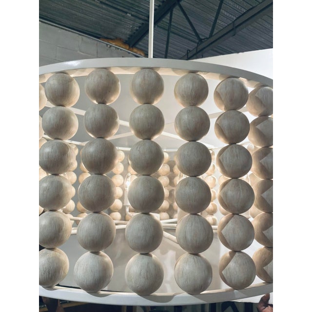 2020s Currey & Company Organic Modern Beige Wood Bead Holcroft Chandelier For Sale - Image 5 of 5