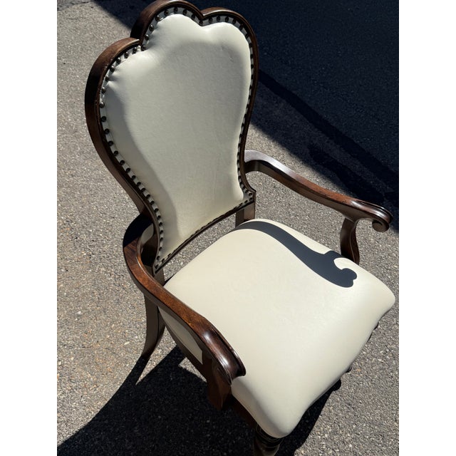 Hooker Furniture Leesburg Oval Dark Wood Dining Table & 8 Leesburg Mahogany Wood Brown Italian Leather Dining Chairs - Set of 9 For Sale - Image 9 of 13