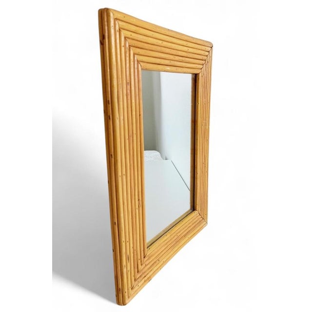 French Riviera Rattan Mirror in the style of Vivai Del Sud, 1960s For Sale - Image 12 of 18