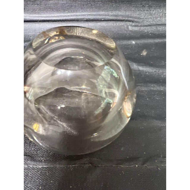 Vintage 1960s Signed by Daum Nancy France Amber Color Crystal Ashtray For Sale - Image 9 of 11