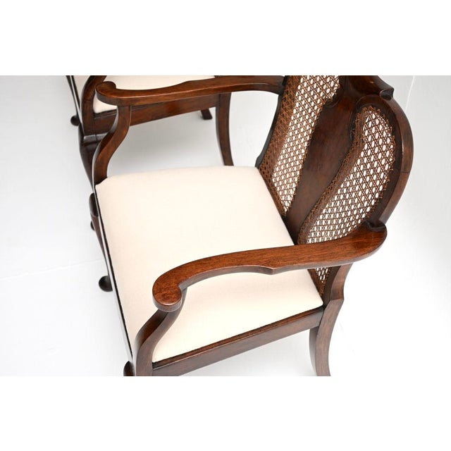 Antique Edwardian Walnut Cane Back Armchairs, 1900, Set of 2 For Sale - Image 10 of 11