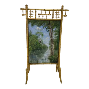 Late 20th Century Faux Bamboo Giltwood French Decorative Firescreen
