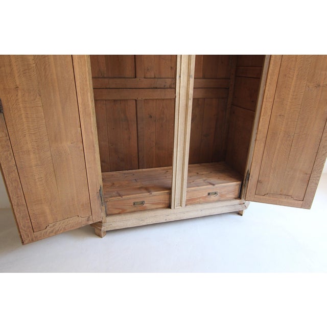 19th Century Belgian Bleached Oak Wardrobe For Sale - Image 10 of 18