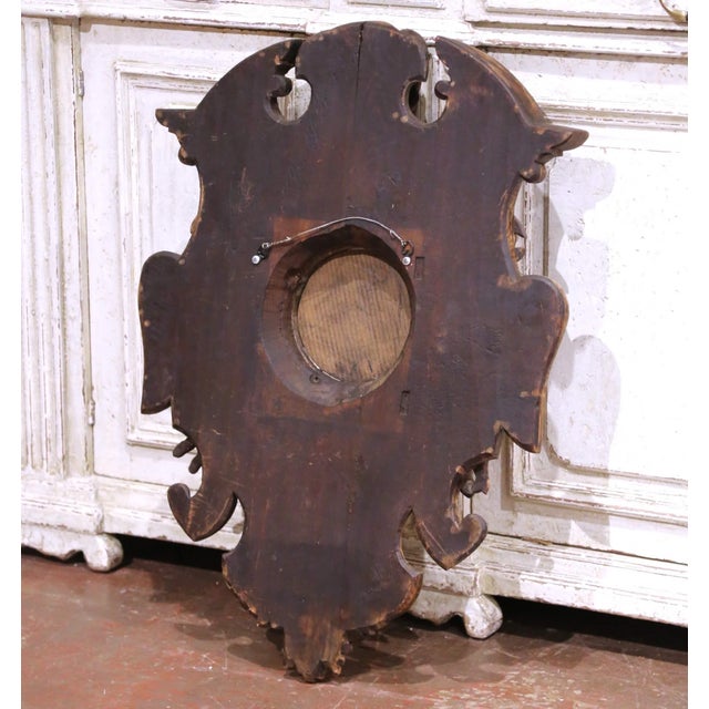 19th Century French Black Forest Carved Oak Hunting Wall Plaque With Mirror For Sale - Image 9 of 9