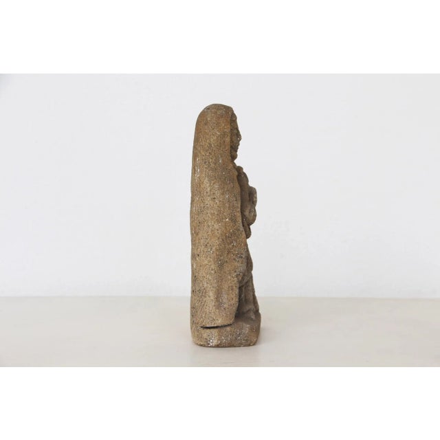 Late 19th Century Carved Granite Holy Mary With Baby Jesus Figurine For Sale - Image 6 of 13