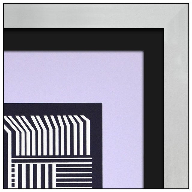 Late 20th Century Late 20th Century Broey Neg Geometric Abstract Lavender Silkscreen Victor Vasarely For Sale - Image 5 of 5