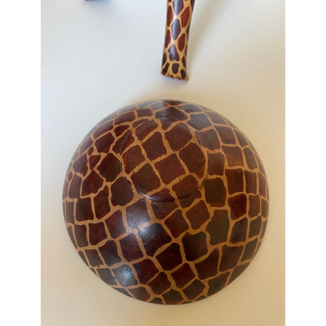 Vintage African Tribal Unity Sculpture Bowl Holder Handcarved Wooden Stand For Sale - Image 11 of 12